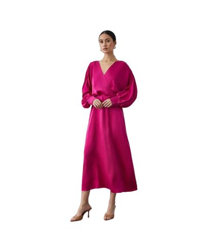 Principles Womens/Ladies Wrap Batwing Sleeve Midi Dress (Pink) - UTDH6083