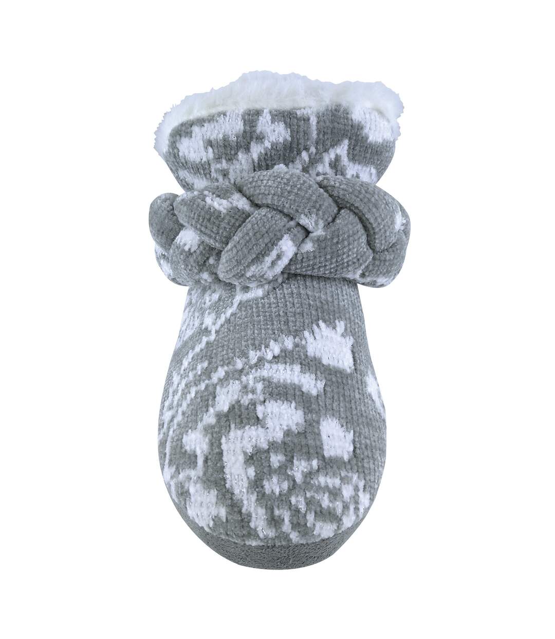Pantoufles Botte Femme Tricot Épais Doublé Polaire-4