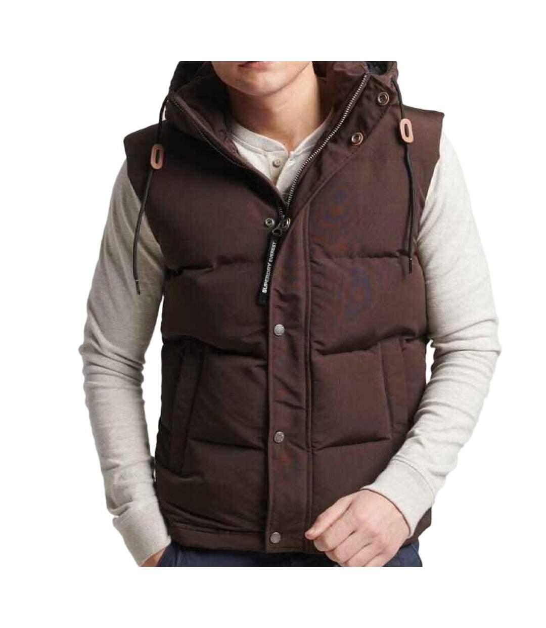 Doudoune sans Manche Marron Homme SUPERDRY Everest Hooded Puffer - 3XL