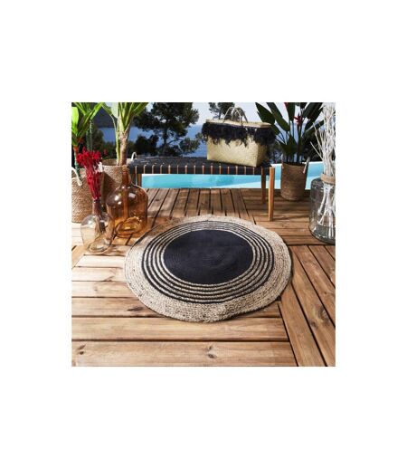 Tapis Rond Déco en Jute Limo 90cm Noir