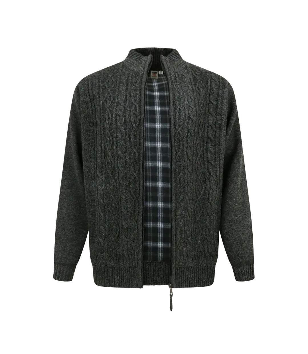 D555 Veste Unie À Col Montant Motif/style Maille Torsadée Eamon Homme Anthracite Chiné Duke-2