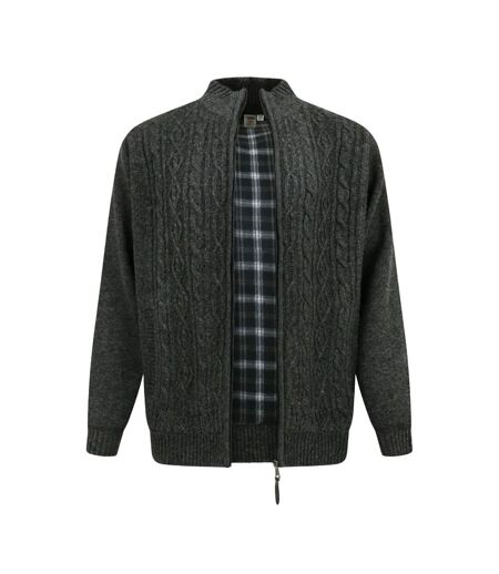 D555 Veste Unie À Col Montant Motif/style Maille Torsadée Eamon Homme Anthracite Chiné Duke