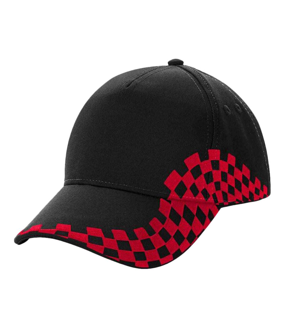 Casquette de baseball grand prix adulte noir / rouge Beechfield-1