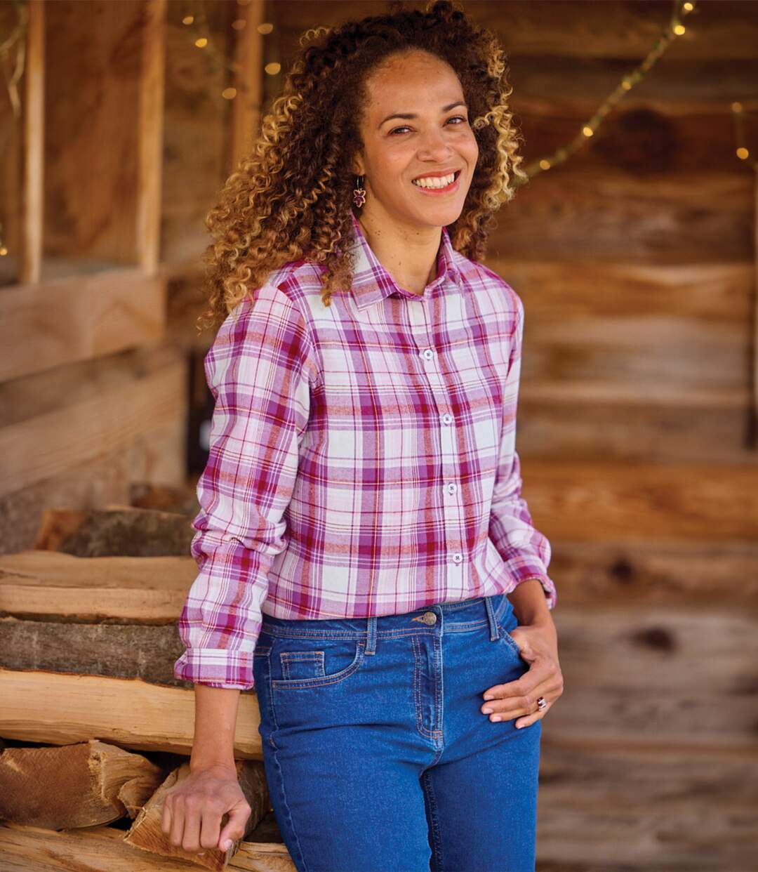 La Chemise Flanelle à Carreaux Roses-2
