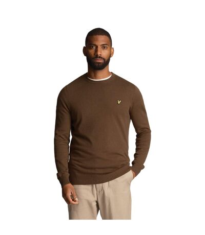 Mens cotton merino crew neck sweater olive Lyle & Scott