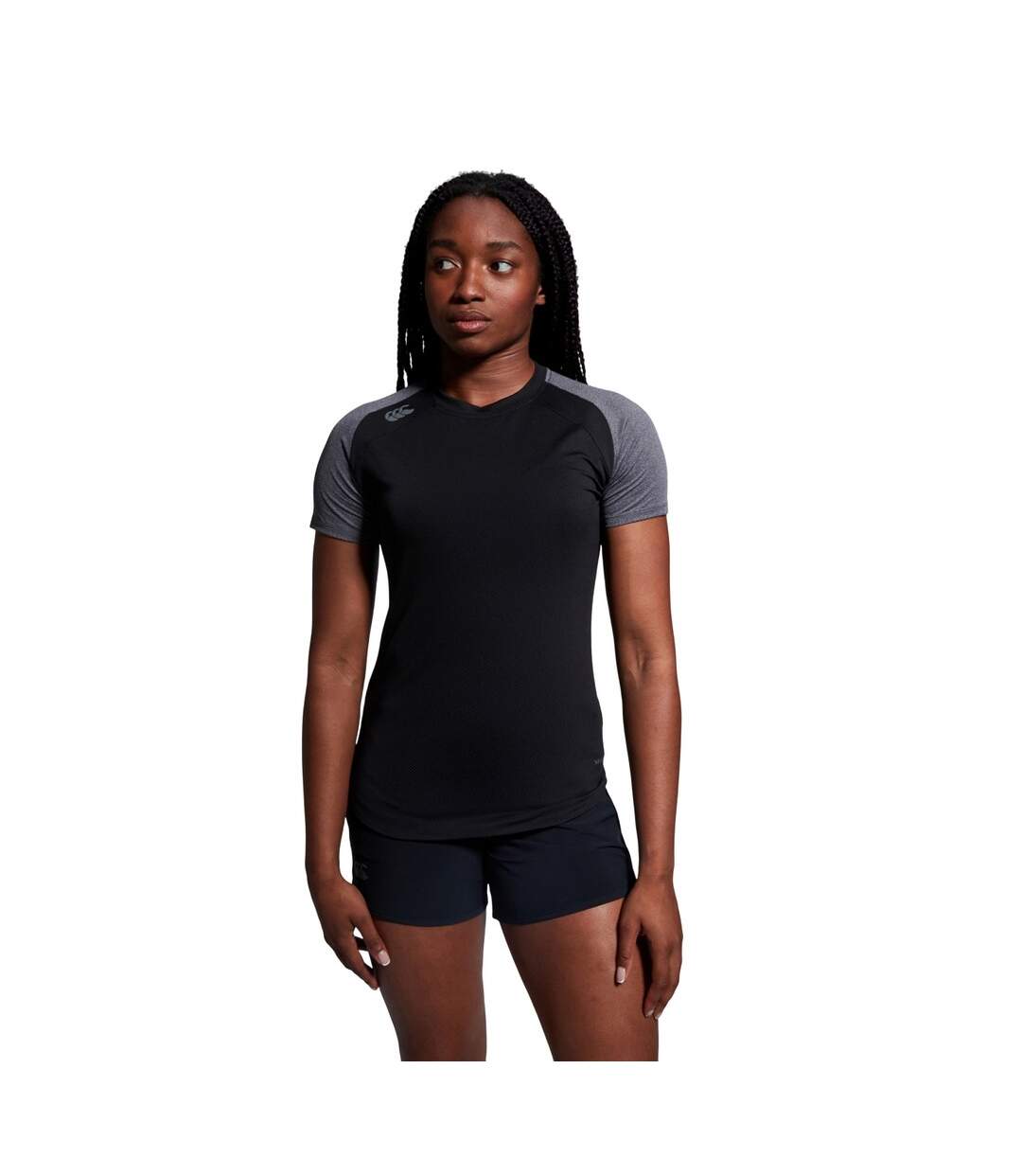 Womens/ladies Elite Training T-shirt Black Magnet Marl Canterbury-4