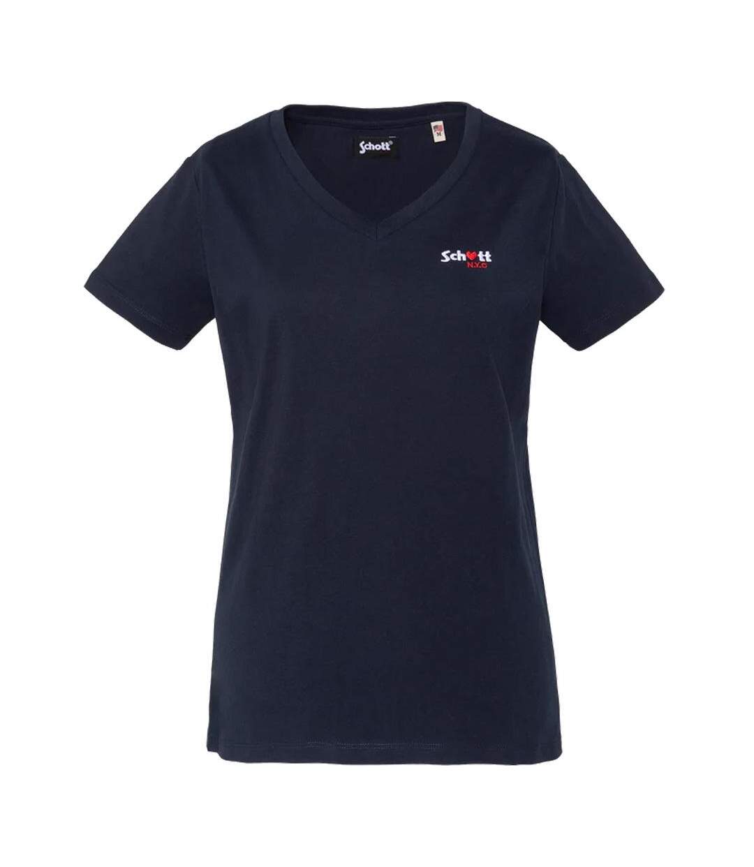T-Shirt marine femme schott tsbrodedw-1