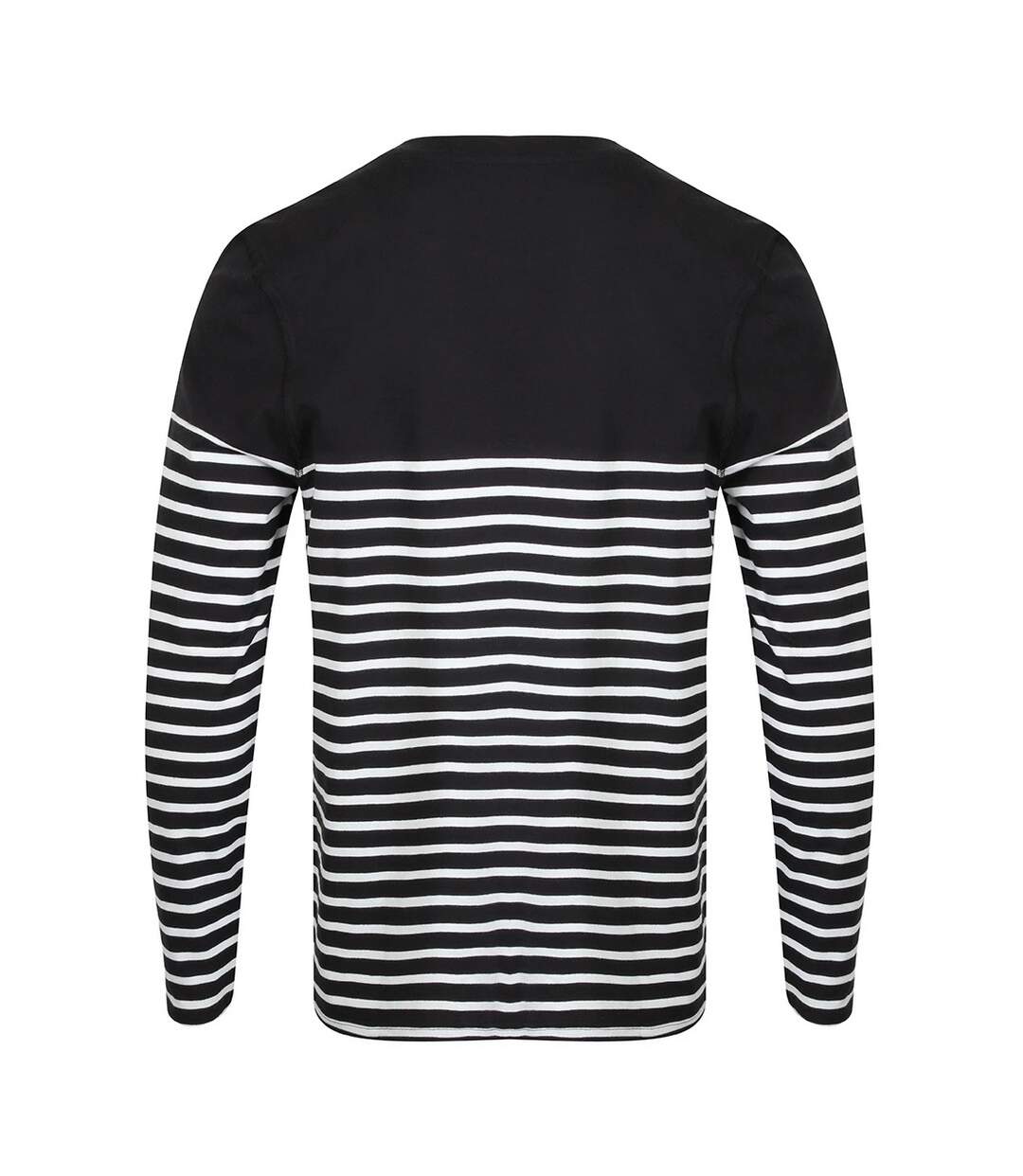 T-shirt Manches Longues Motif/style À Rayures Breton Homme Bleu Marine Blanc Front Row-3