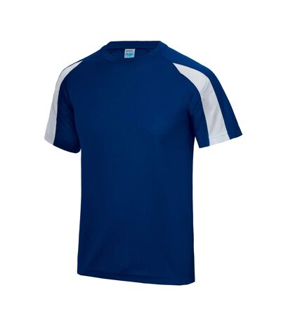 Just Cool Mens Contrast Cool Sports Plain T-Shirt (Royal Blue/ Arctic White)
