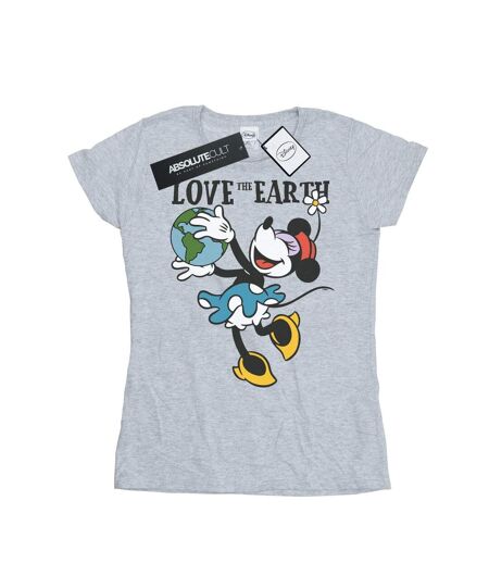 Disney T-shirt en coton Mickey Mouse Love The Earth Femme/Ladies (Gris sportif) - UTBI48707