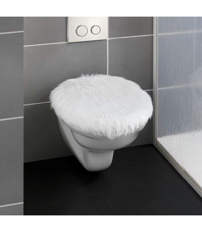 Housse pour abattant WC imitiation fourrure Olga - L. 50 x l. 40 cm - Blanc