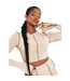Haut Court Manches Fendues Motif/style Contrasté Femme Beige Gris Missy Empire-1