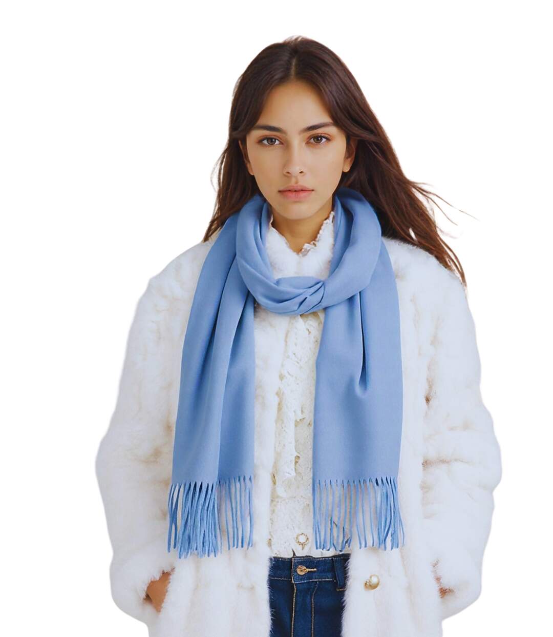 écharpe élégante Femme en Bleu Ciel - Accessoire Chic pour l'Hiver-1