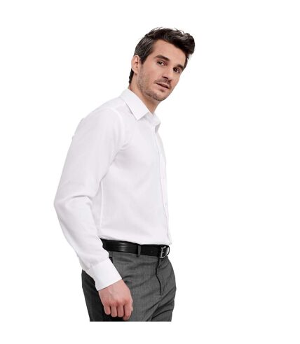 Russell Mens Ultimate Non-Iron Tailored Long-Sleeved Formal Shirt (White)