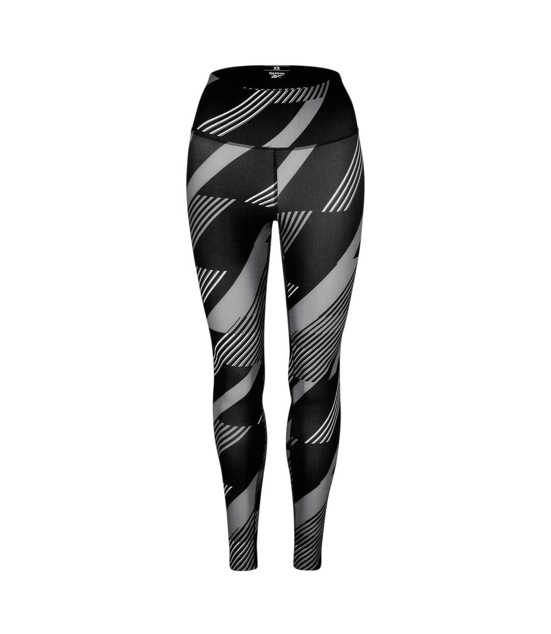 Womens/ladies Geometric Skinny Leggings Black Night Reebok-1