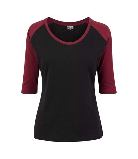 Haut Manches ¾ Motif/style Contrasté Femme Noir Bordeaux Urban Classics