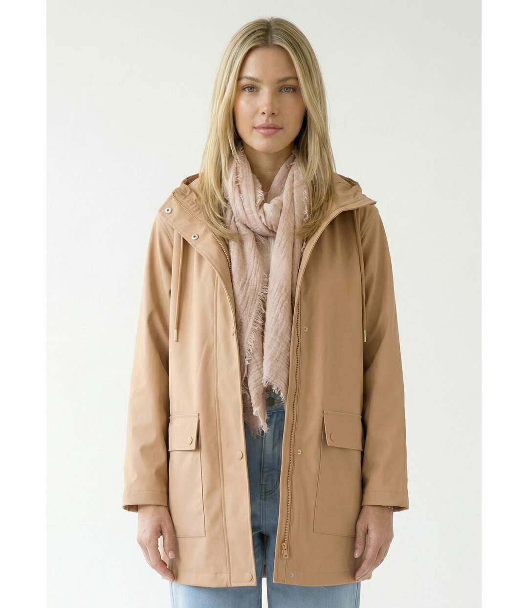 Parka à capuche zippée pressionnée déperlante-1