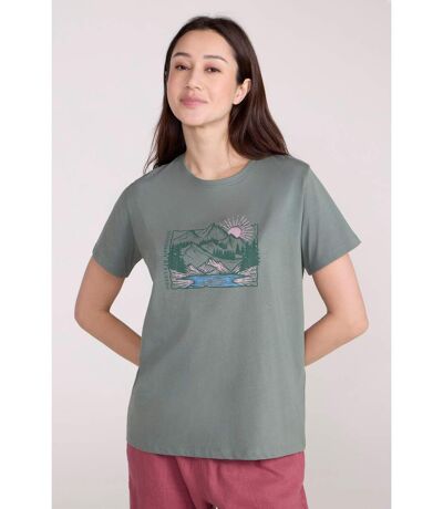 Womens/ladies sunrise organic loose fit t-shirt light khaki Mountain Warehouse
