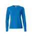 Womens/ladies Basic Long-sleeved T-shirt Royal Blue Clique-1