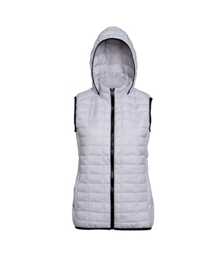 2786 Womens/Ladies Honeycomb Zip Up Hooded Vest (White)