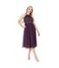 Womens/ladies Sequin Midi Dress Berry Maya Deluxe-2