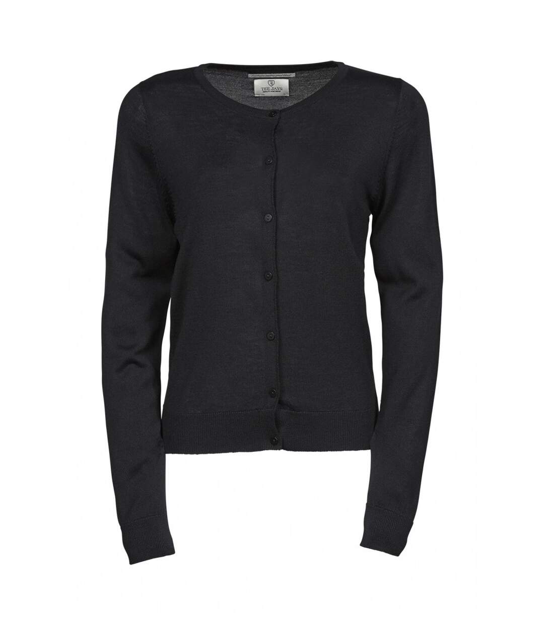 Pull boutonné cardigan laine col rond - FEMME - 6005 - noir-1