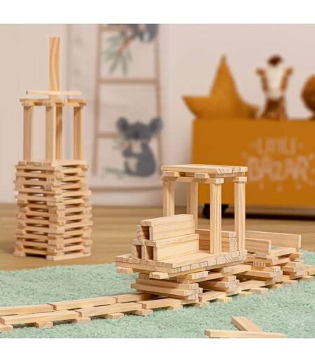 Jeu de Création en Bois 200 Planchettes Naturel