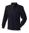 Front Row Mens Super Soft Long Sleeve Rugby Polo Shirt (Black) - UTRW491