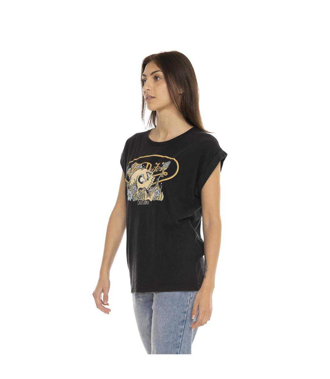 T-shirt à col rond manches courtes femme Vegetal Skull Vondutch-4