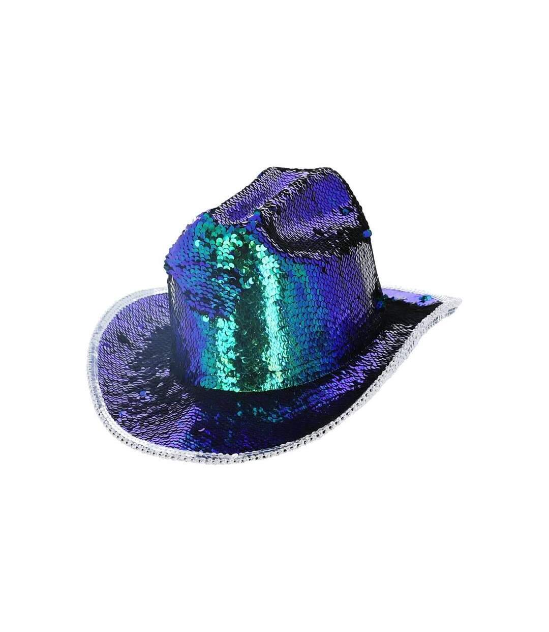 Chapeau de cowboy deluxe adulte vert/bleu Fever-2