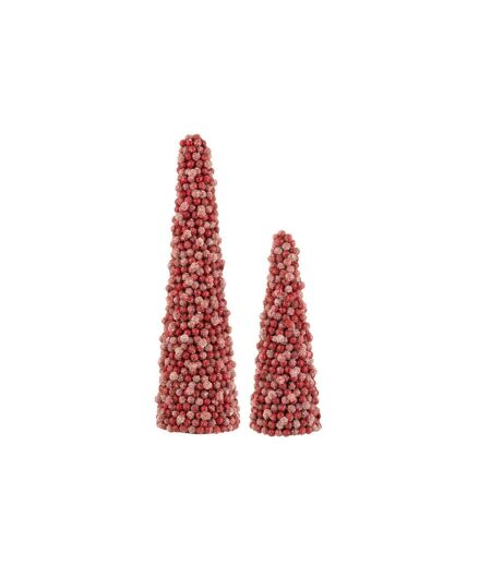 Cône de Noël Déco Baies 41cm Rouge