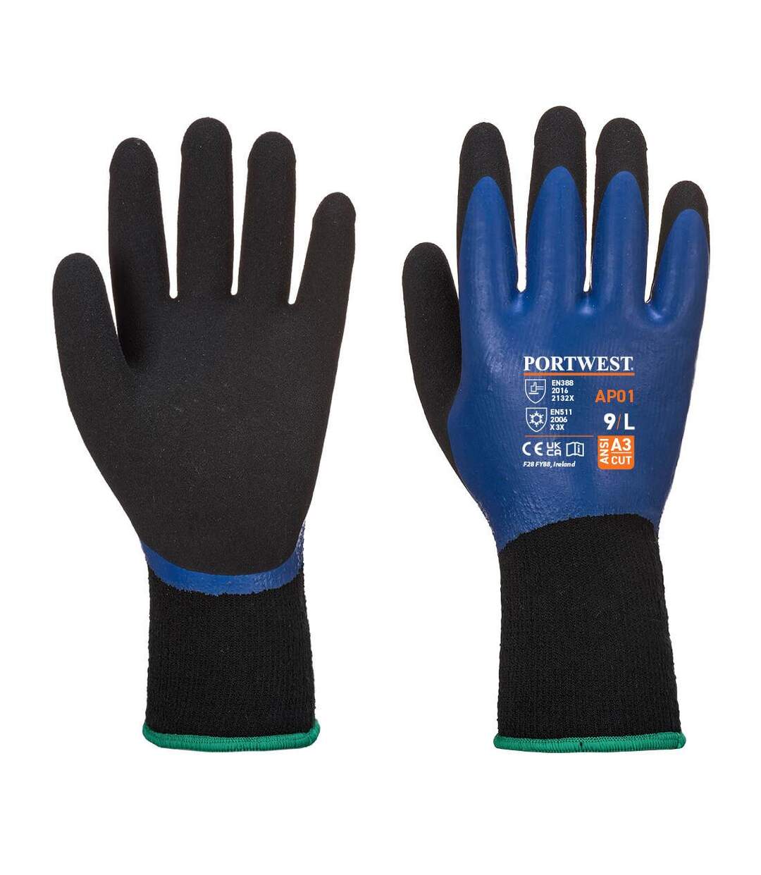 Unisex adult ap01 thermo pro gloves 3xl blue/black Portwest-1