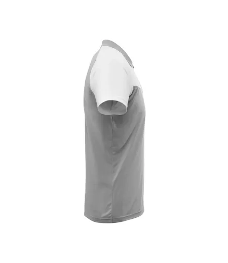 Mens Advanced Chest Pocket Polo Shirt Grey White Mascot