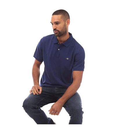 Mens Shield Logo Pique Polo Shirt Navy Gant