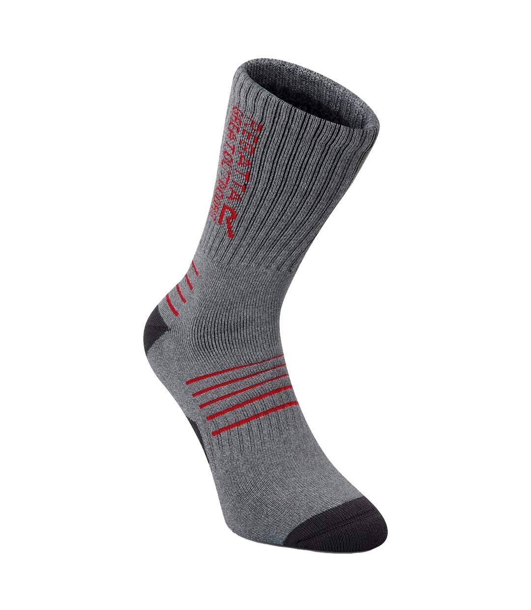 Mens Bamboo Crew Socks Grey Marl Red Regatta-3
