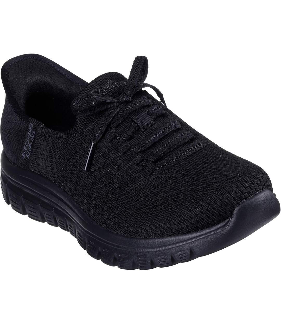 Womens/ladies First Blush Slip-in Trainers Black Skechers-1