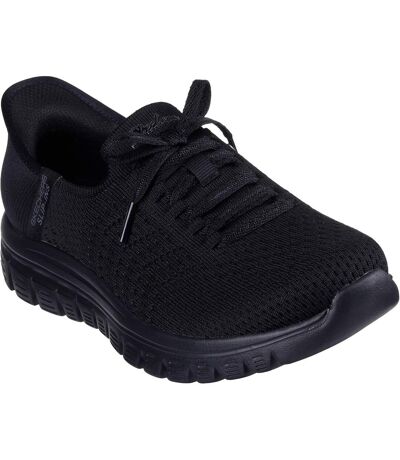 Womens/ladies First Blush Slip-in Trainers Black Skechers