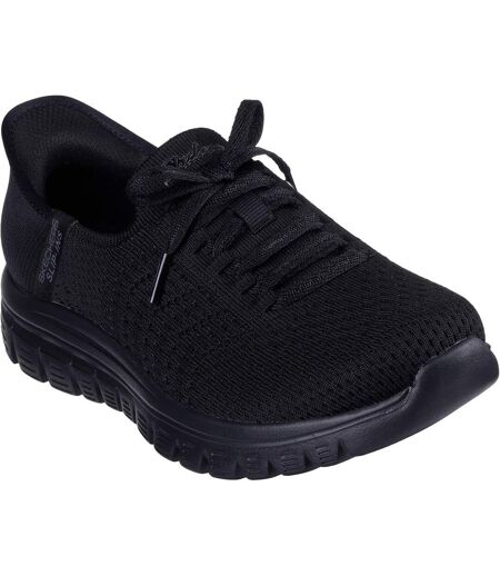 Womens/ladies First Blush Slip-in Trainers Black Skechers