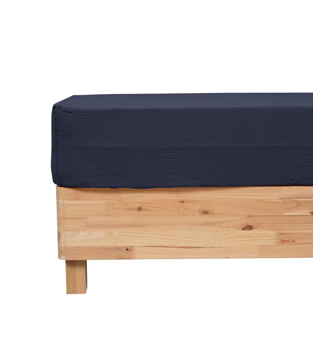 Drap Housse en Gaze de Coton Flora 160x200cm Bleu-2