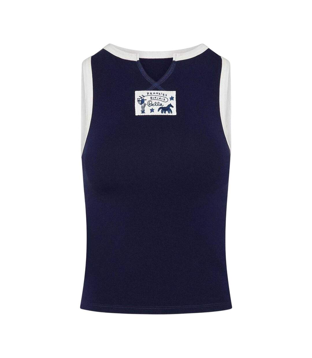Womens/ladies Contrast Trim Tank Top Navy Frankies Bikinis-2