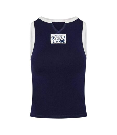 Womens/ladies Contrast Trim Tank Top Navy Frankies Bikinis