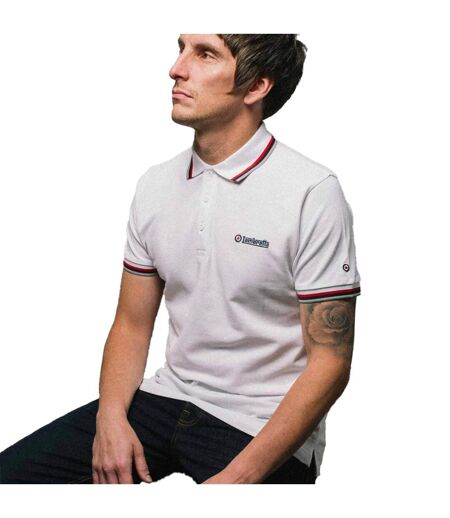 Mens Ss25 Triple Tipped Polo Shirt White Red Lambretta