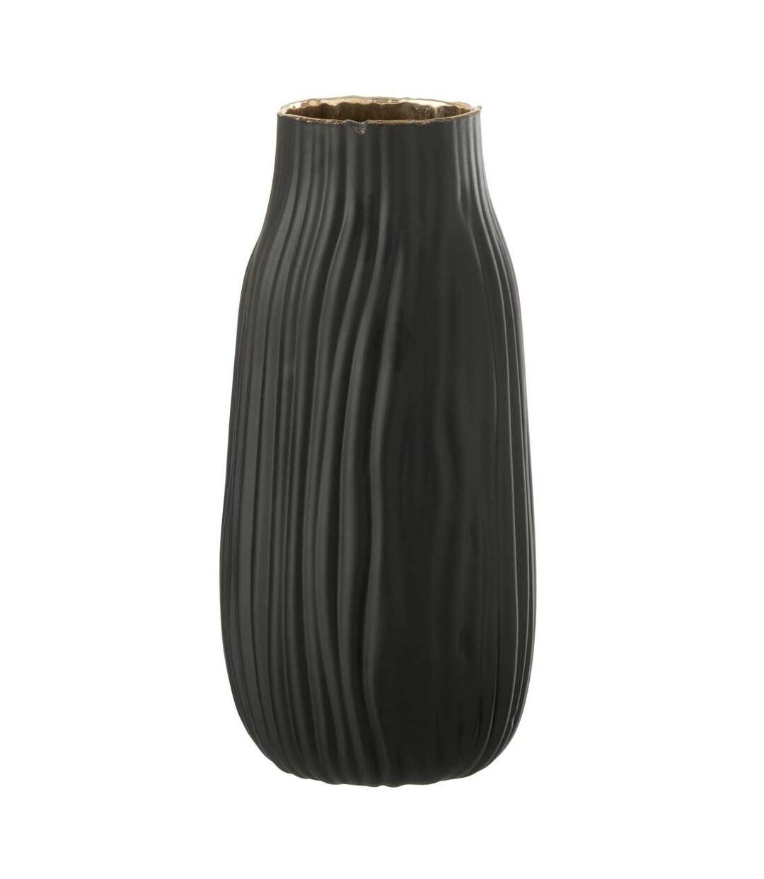 Vase à Rainures en Verre Louis 26cm Noir-1