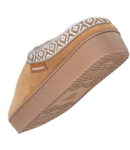Isotoner Chaussons Mules femme suédine à semelle compensé de 3,5 cm, confort