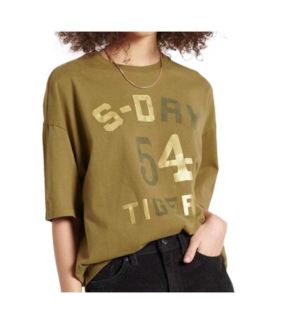 T-shirt Kaki Femme Superdry Boxy - XS