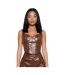 Womens/ladies Pu Corset Top Brown Missy Empire-2