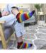 3 Pack Mens Ladies Rainbow Trainer Cotton Socks Bright Colourful Striped Socks-3