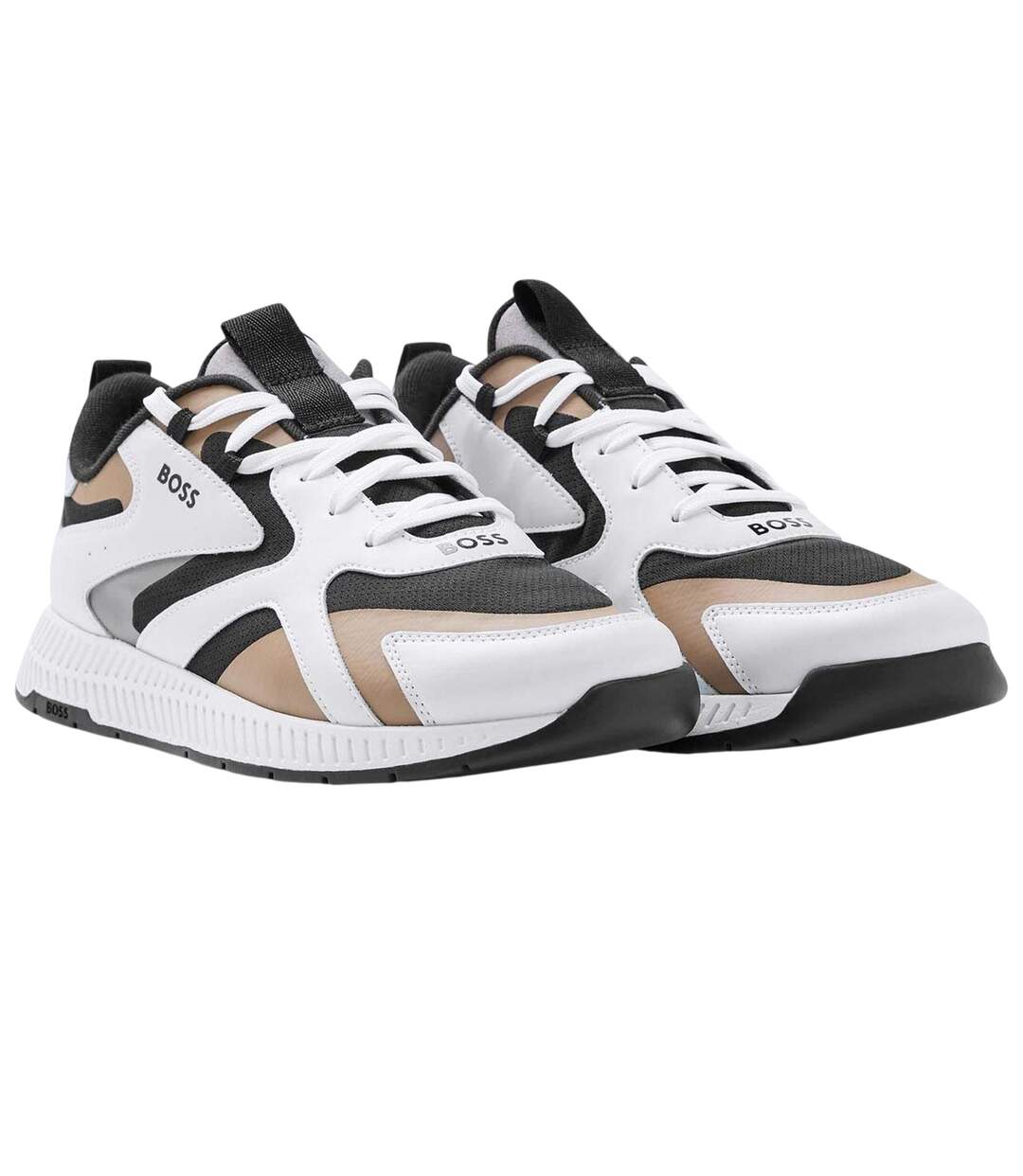 Mens Running Trainers Beige Boss-4