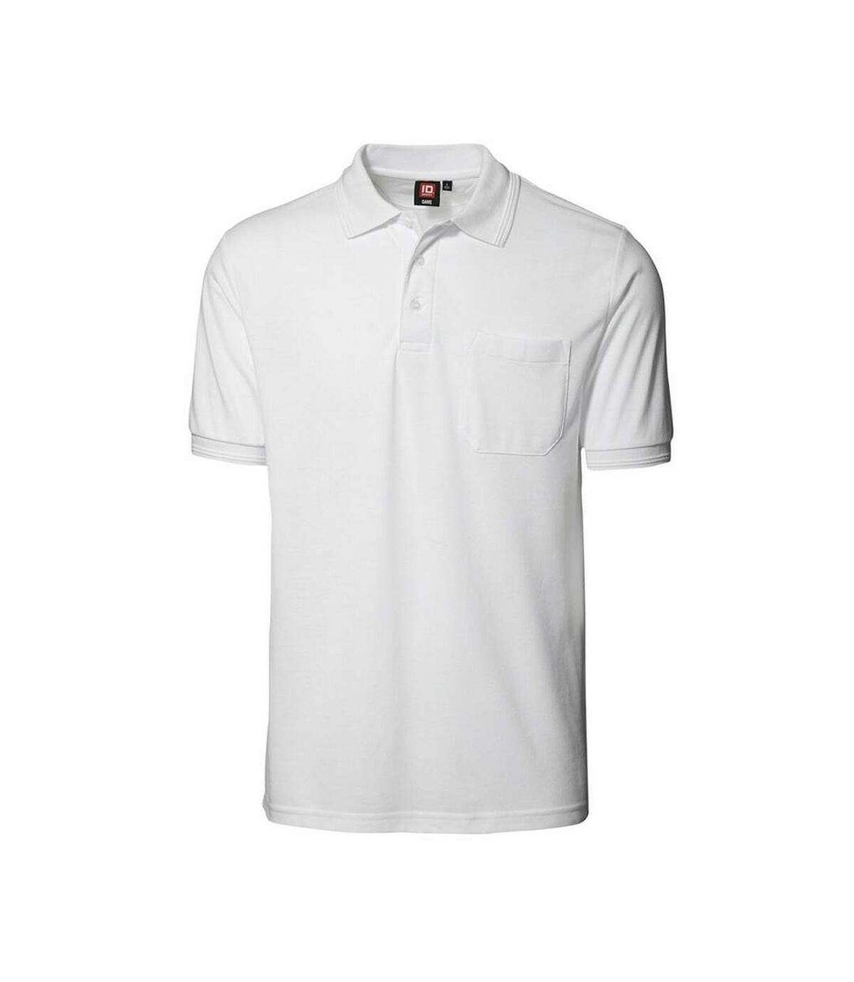 ID Mens Classic Short Sleeve Pique Regular Fitting Polo Shirt With Pocket (White) - UTID182