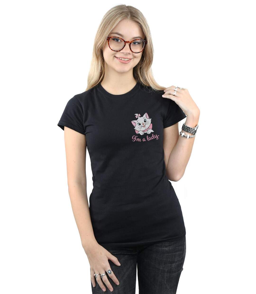 Disney - T-shirt ARISTOCATS MARIE I'M A LADY BREAST PRINT - Femme (Noir) - UTBI15720-2
